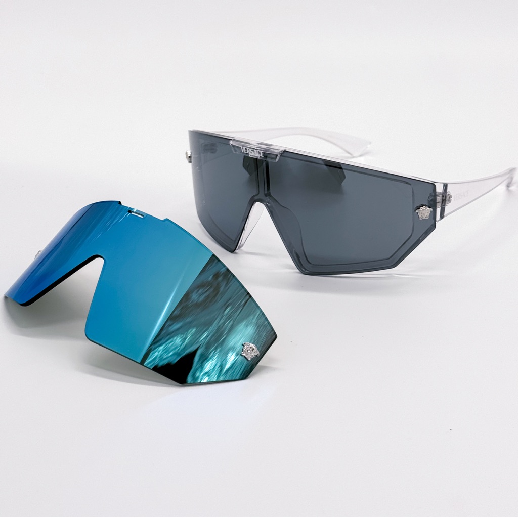 New Versace Ve4461 148/6v Shield Mod 4461 Grey Ve4461 1486v Unisex Sunglasses